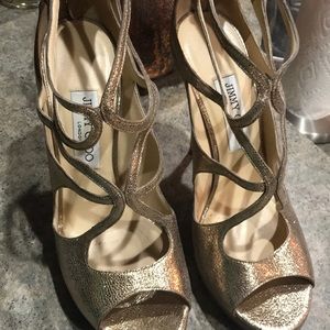 Glitter Leather Gold Jimmy Choo